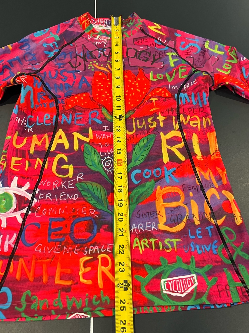 Cycology SEE ME Red Floral Graphic Long Sleeve Base Layer Shirt Womens XL - Picture 10 of 11